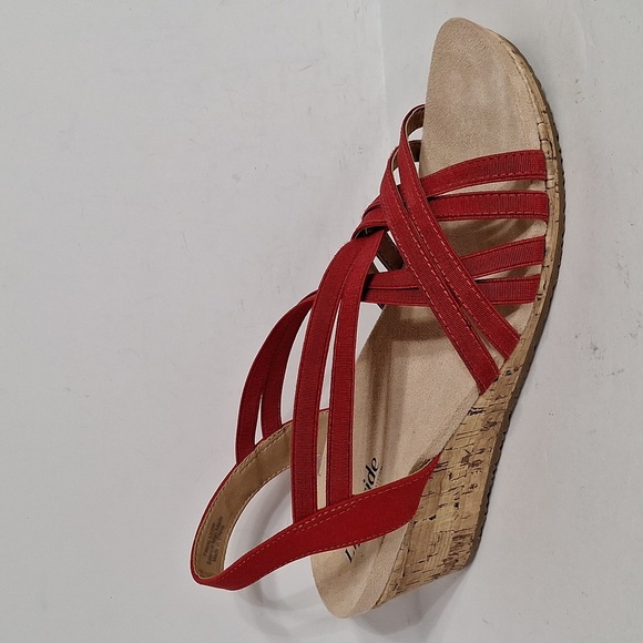 Life Stride (NEW) Red Mallory Stretch Strappy Wedge Comfort Sandals Size 9.5 - Picture 4 of 11